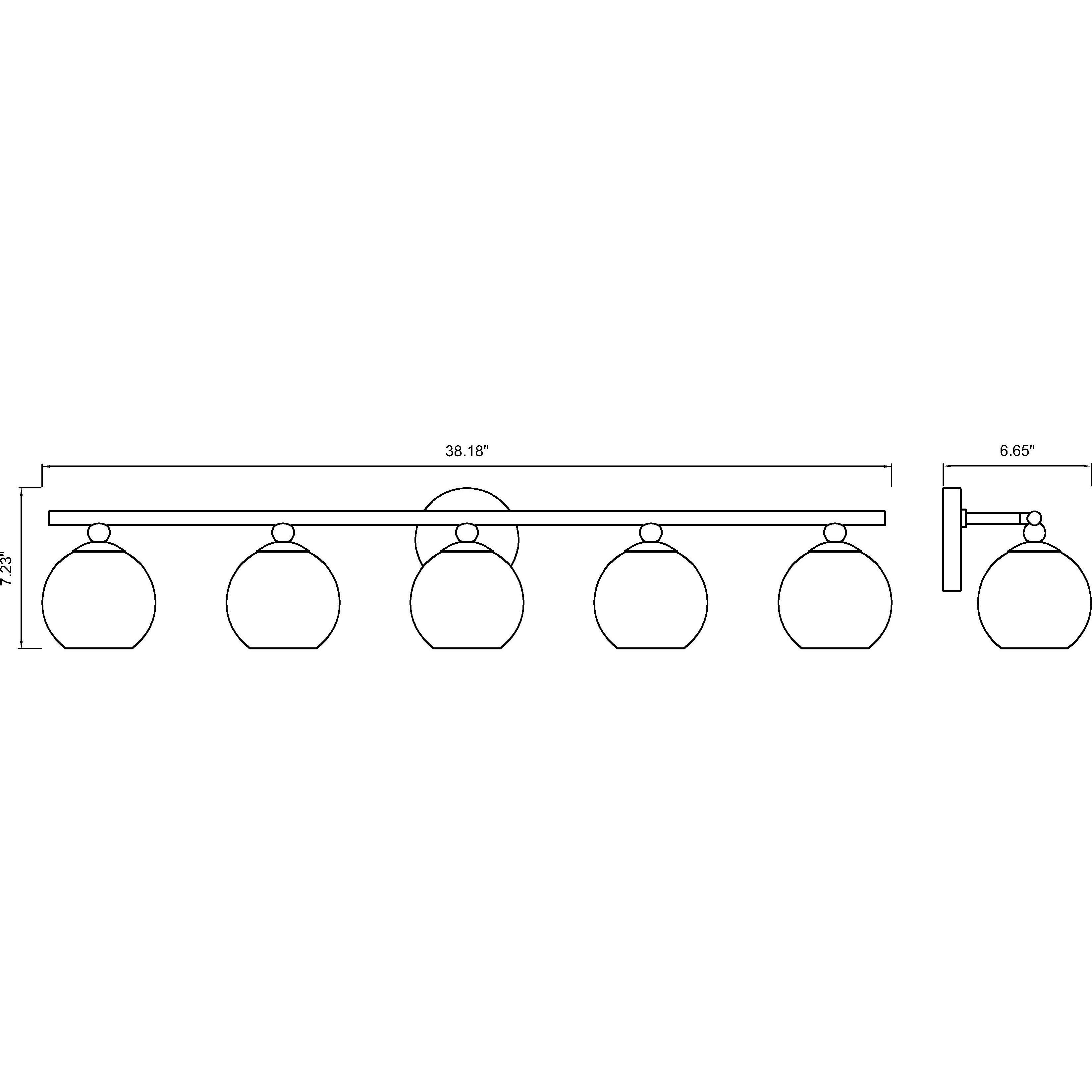 Neoma 5 Light 38.25 inch Matte Black Vanity Wall Light