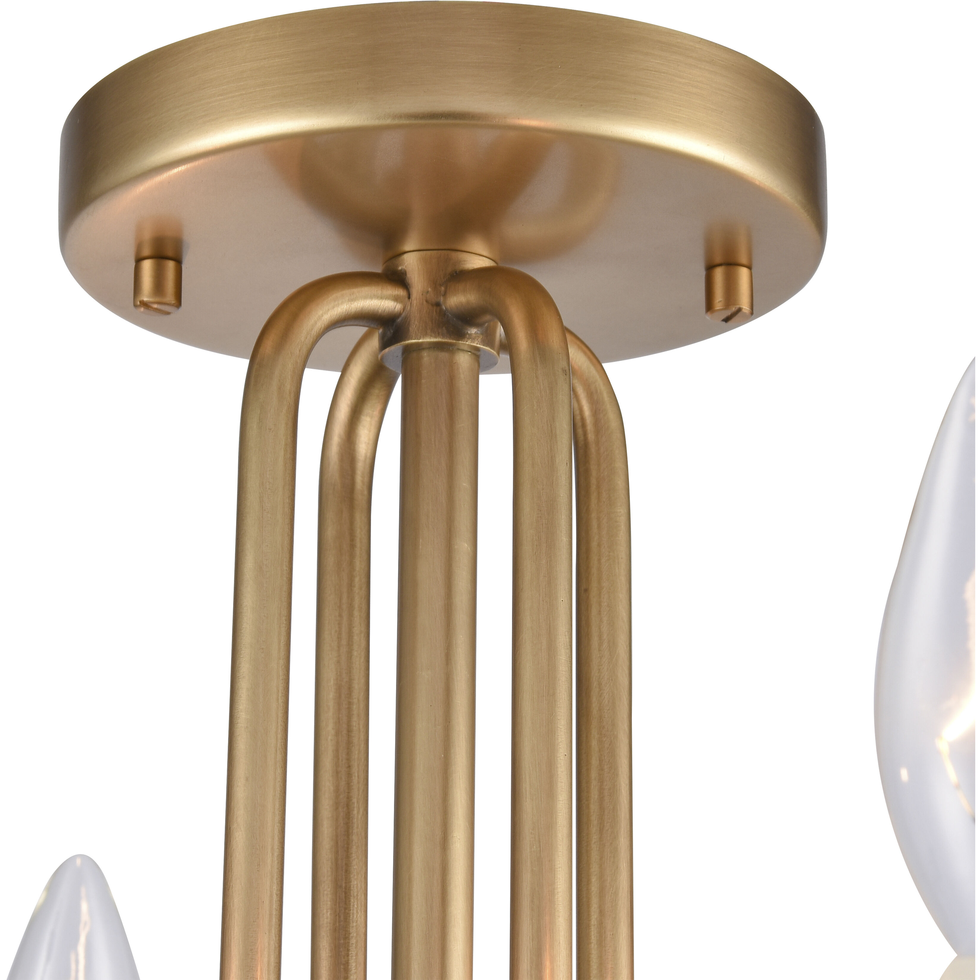 Cecil 4 Light 16 inch Natural Brass with Off White Semi Flush Mount Ceiling Light
