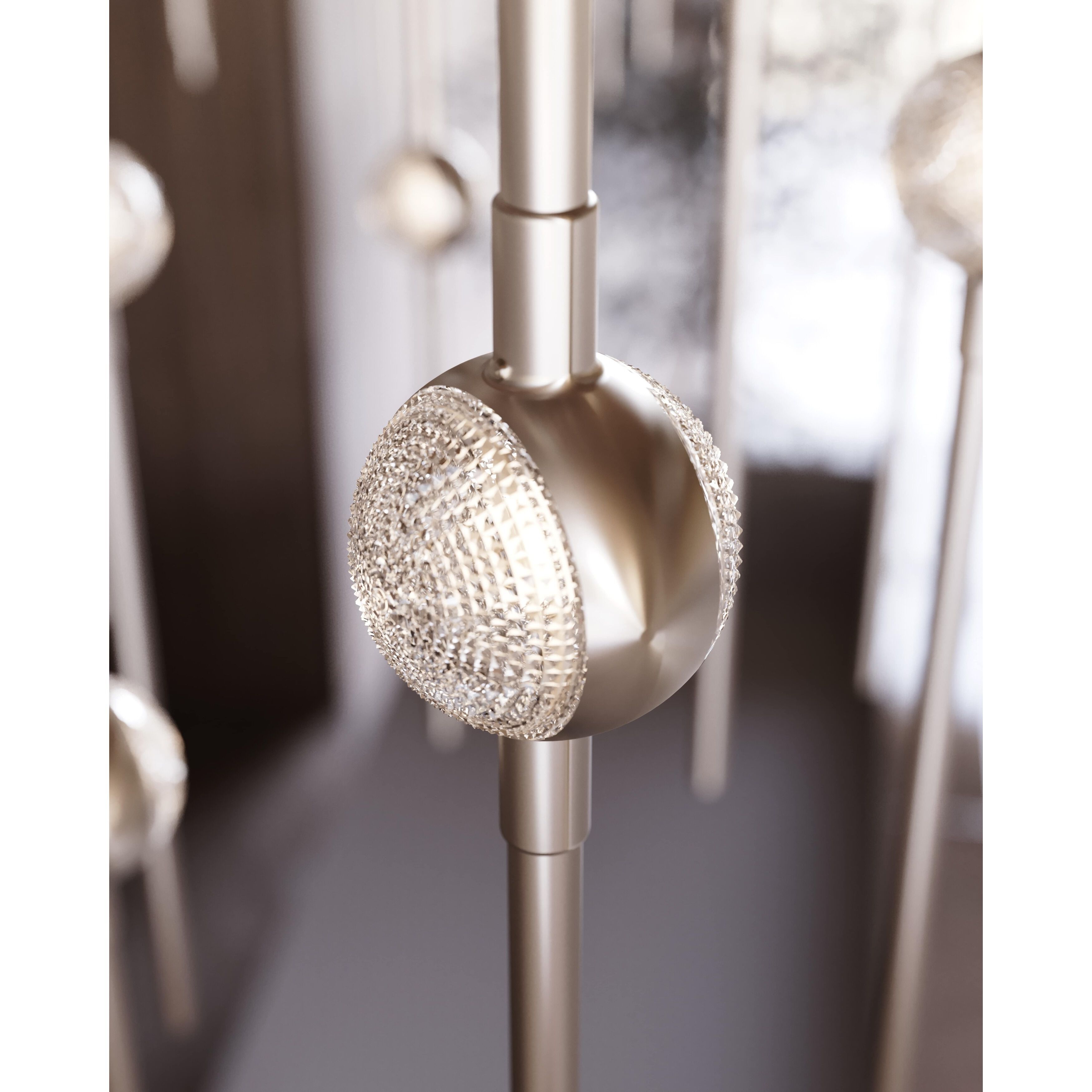 Constellation Andromeda LED 21.5 inch Satin Nickel Chandelier Ceiling Light in 3000K, Clear Faceted Acrylic, 10 FT. Cord