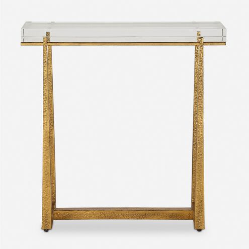 Midas 24 X 24 inch Antique Gold and Crystal Accent Table