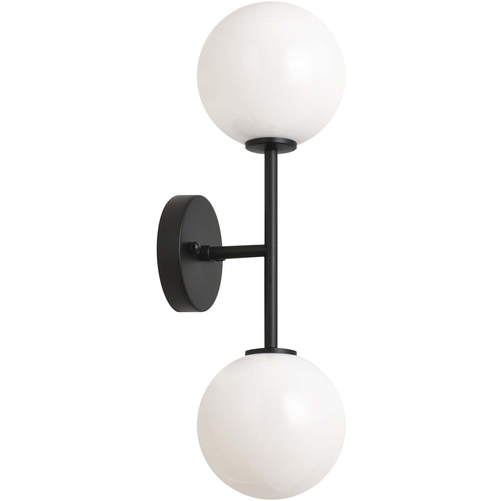 Novo 2 Light 5.88 inch Black Wall Sconce Wall Light in Black and Opal Glass