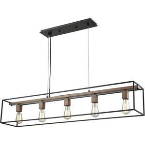 Rigby 5 Light 48 inch Oil Rubbed Bronze with Tarnished Brass Linear Chandelier Ceiling Light