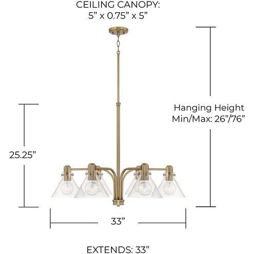 Greer 6 Light 33 inch Aged Brass Chandelier Ceiling Light