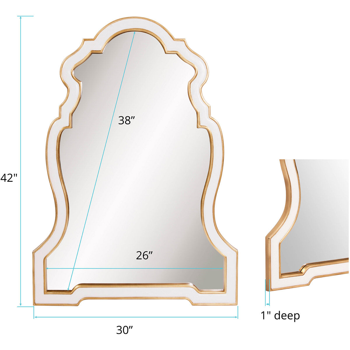 Cleopatra 42 X 30 inch Gold Leaf and White Wall Mirror
