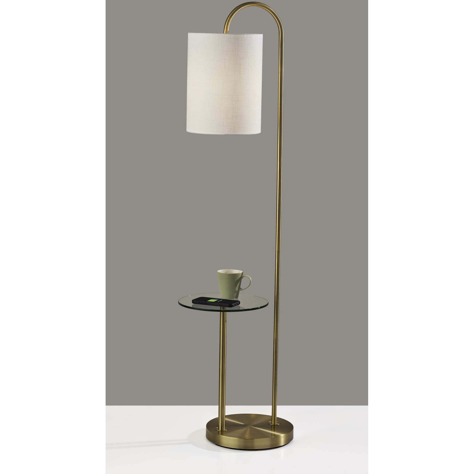 Amira 64 inch 60.00 watt Antique Brass Shelf Floor Lamp Portable Light