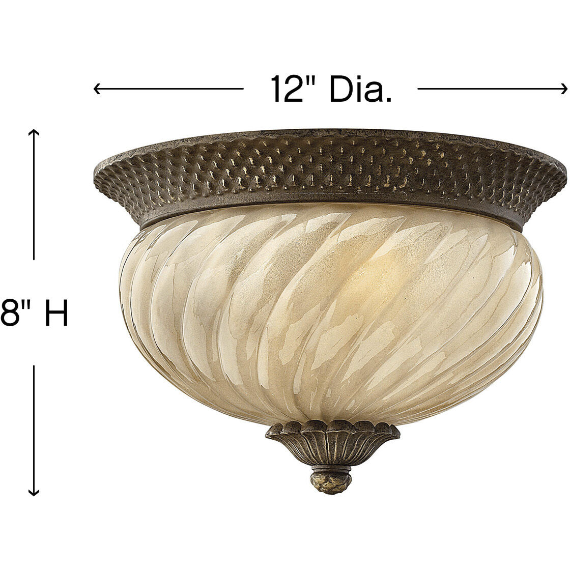 Plantation 2 Light 12 inch Pearl Bronze Outdoor Flush Mount
