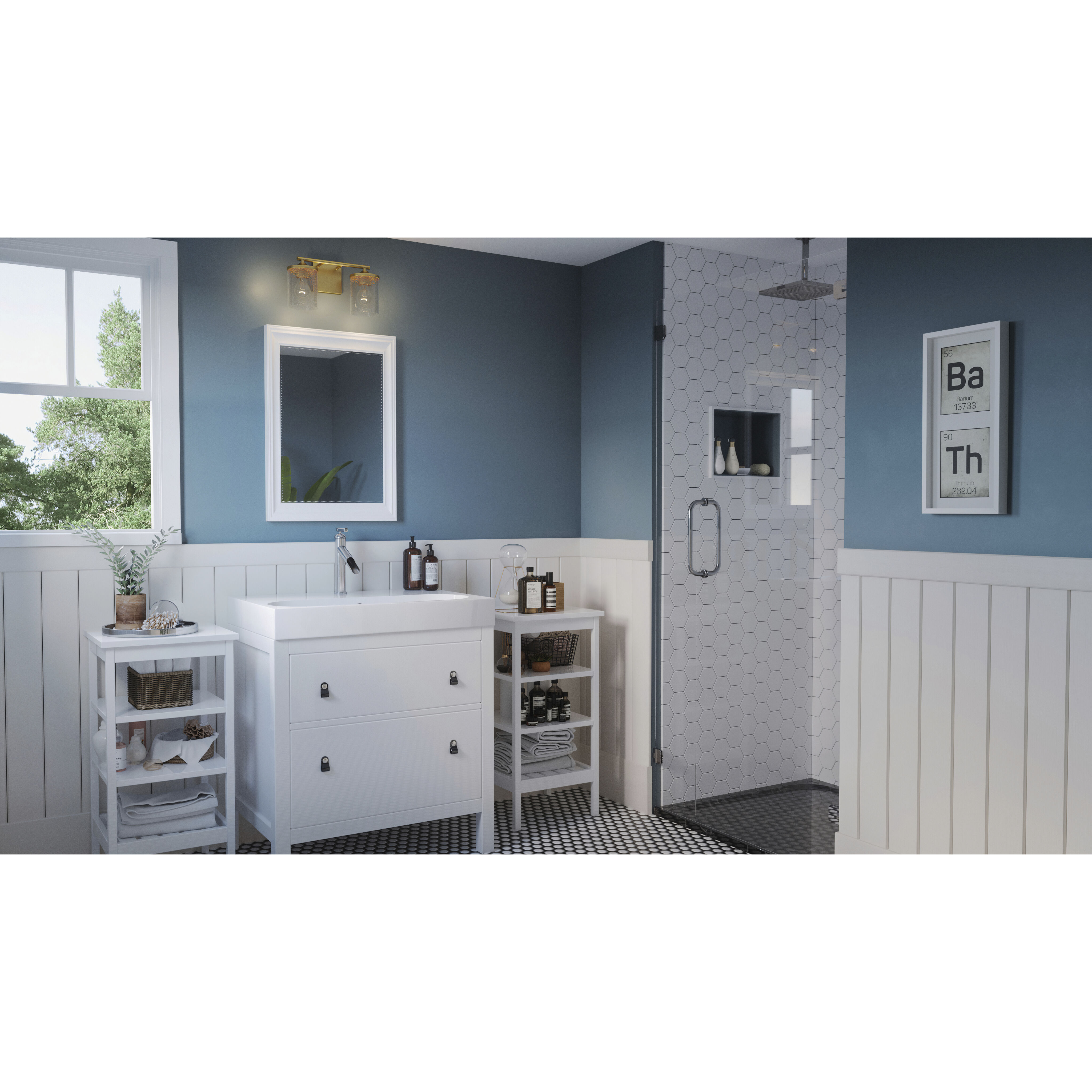 Abner 2 Light 14 inch Aged Brass Bath Light Wall Light