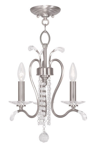 Serafina 3 Light 16.5 inch Brushed Nickel Convertible Mini Chandelier/Ceiling Mount Ceiling Light