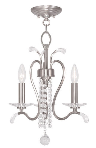 Serafina 3 Light 17 inch Brushed Nickel Convertible Mini Chandelier/Ceiling Mount Ceiling Light