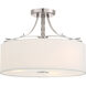 Poleis 3 Light 17 inch Brushed Nickel Semi Flush Mount Ceiling Light