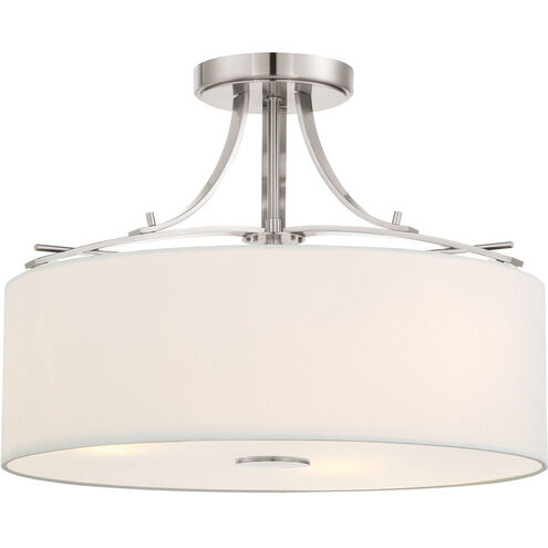 Poleis 3 Light 17 inch Brushed Nickel Semi Flush Mount Ceiling Light