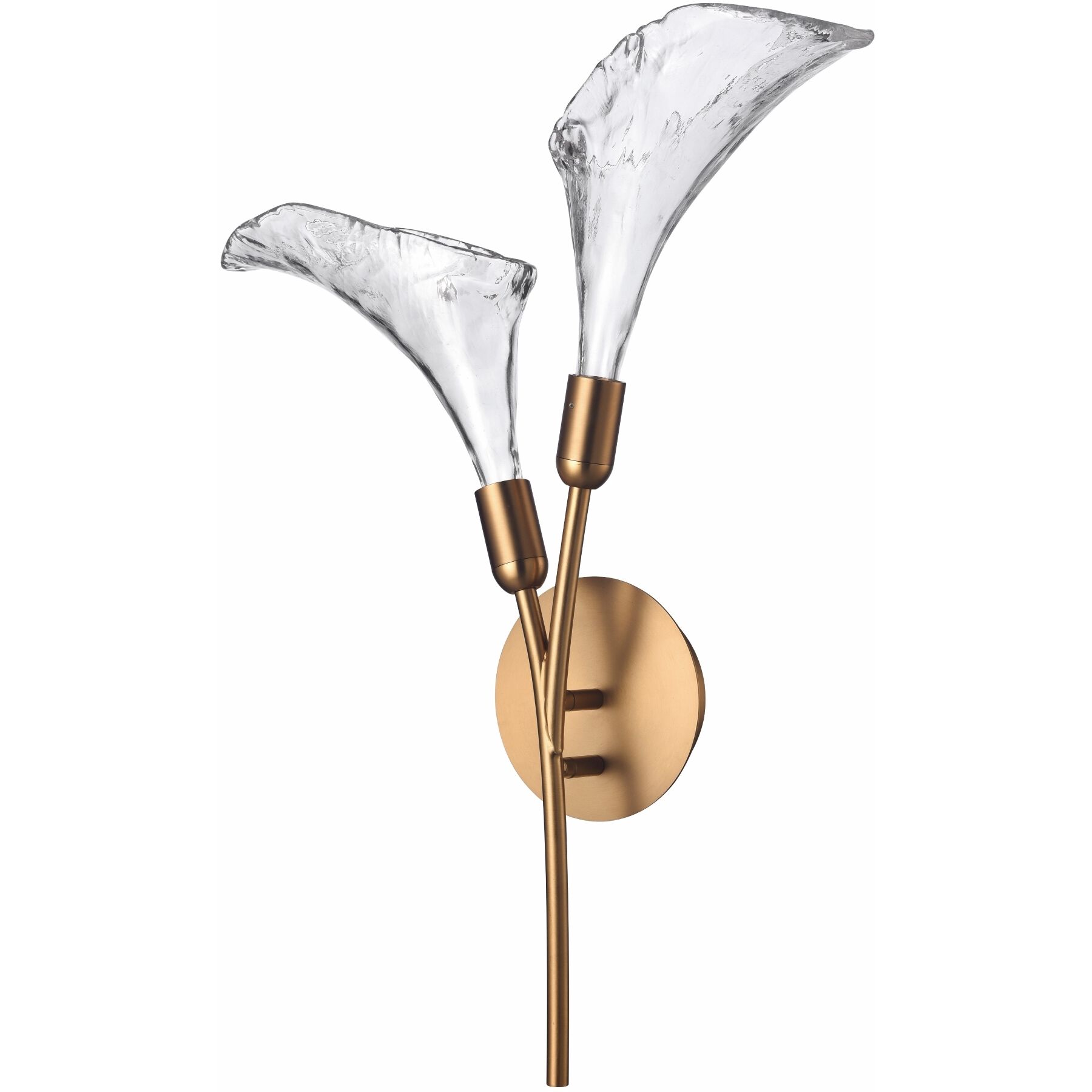 Calla 2 Light 5 inch Satin Brass Sconce Wall Light