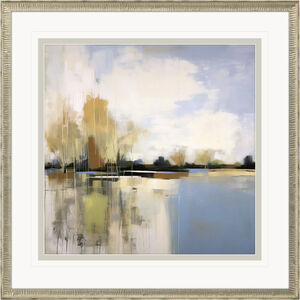 September Morning Blue and Beige and Green and Yellow Framed Art