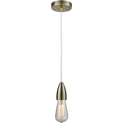 Fairchild Bare Bulb 1 Light 2 inch Antique Brass Mini Pendant Ceiling Light in White, Fairchild