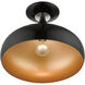 Amador 1 Light 12 inch Shiny Black with Polished Chrome Accents Semi-Flush Mount Ceiling Light