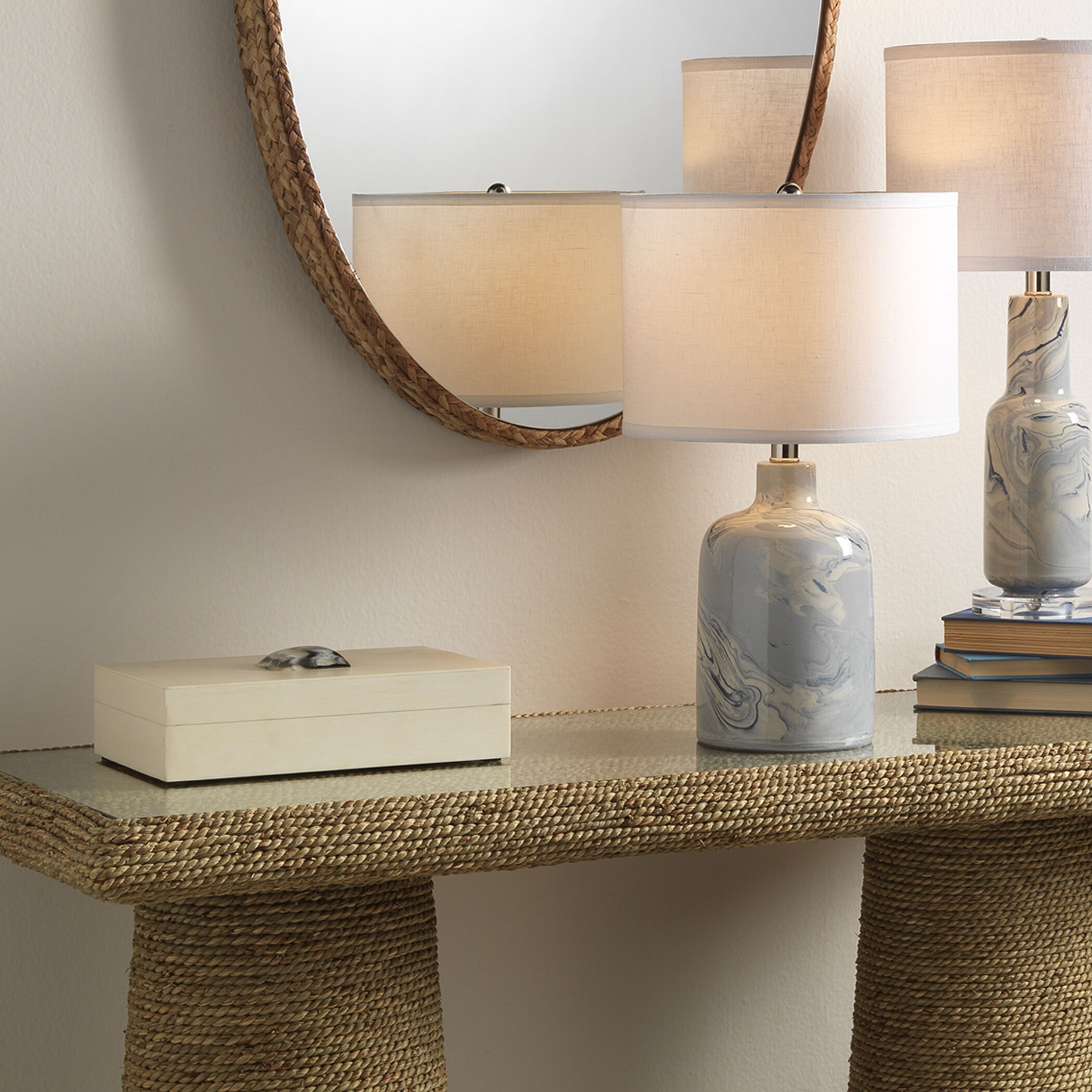 Constantine 12 X 7 inch Cream Resin w/ Horn Accent Large Rectangle Box