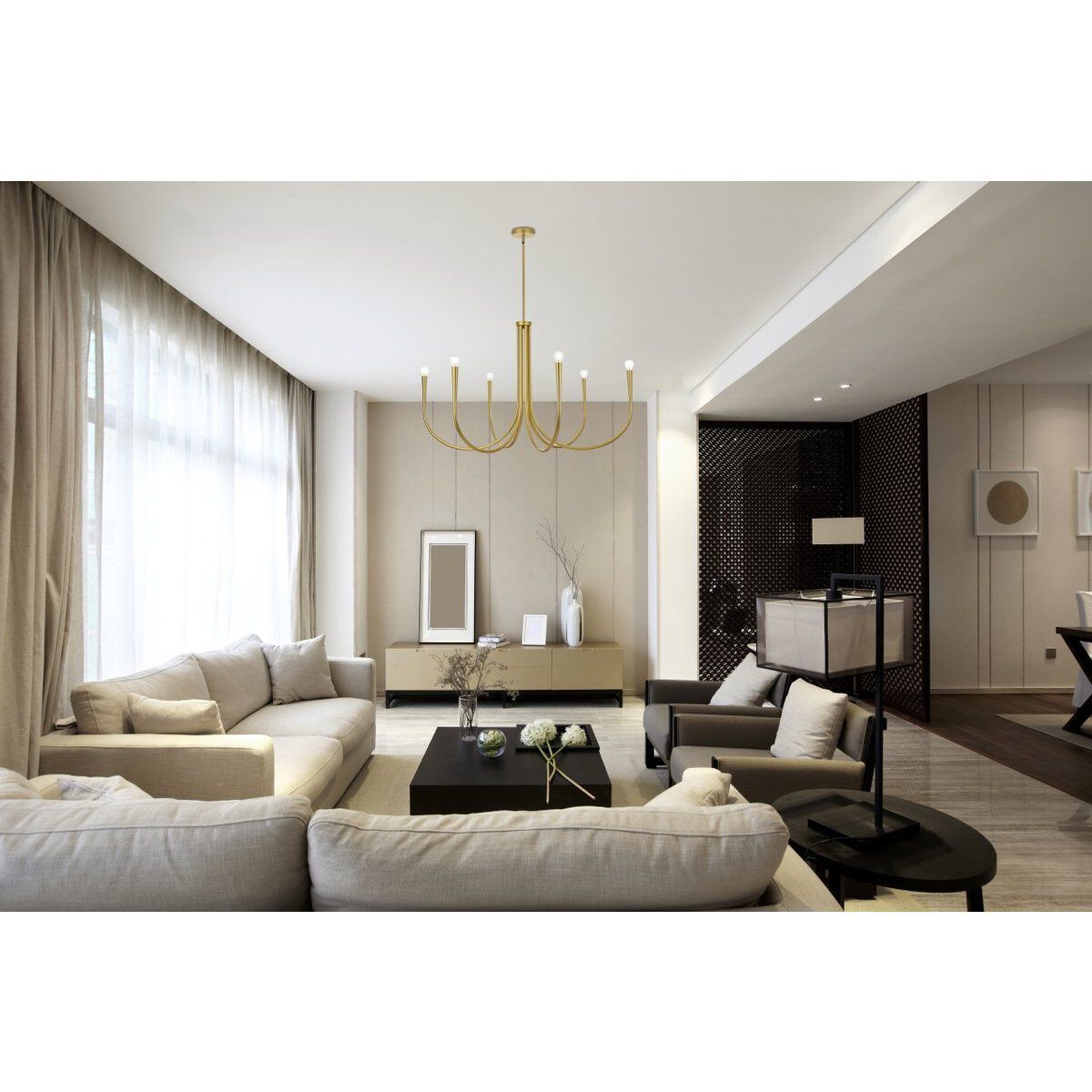 Layne 6 Light 42 inch Brass Chandelier Ceiling Light