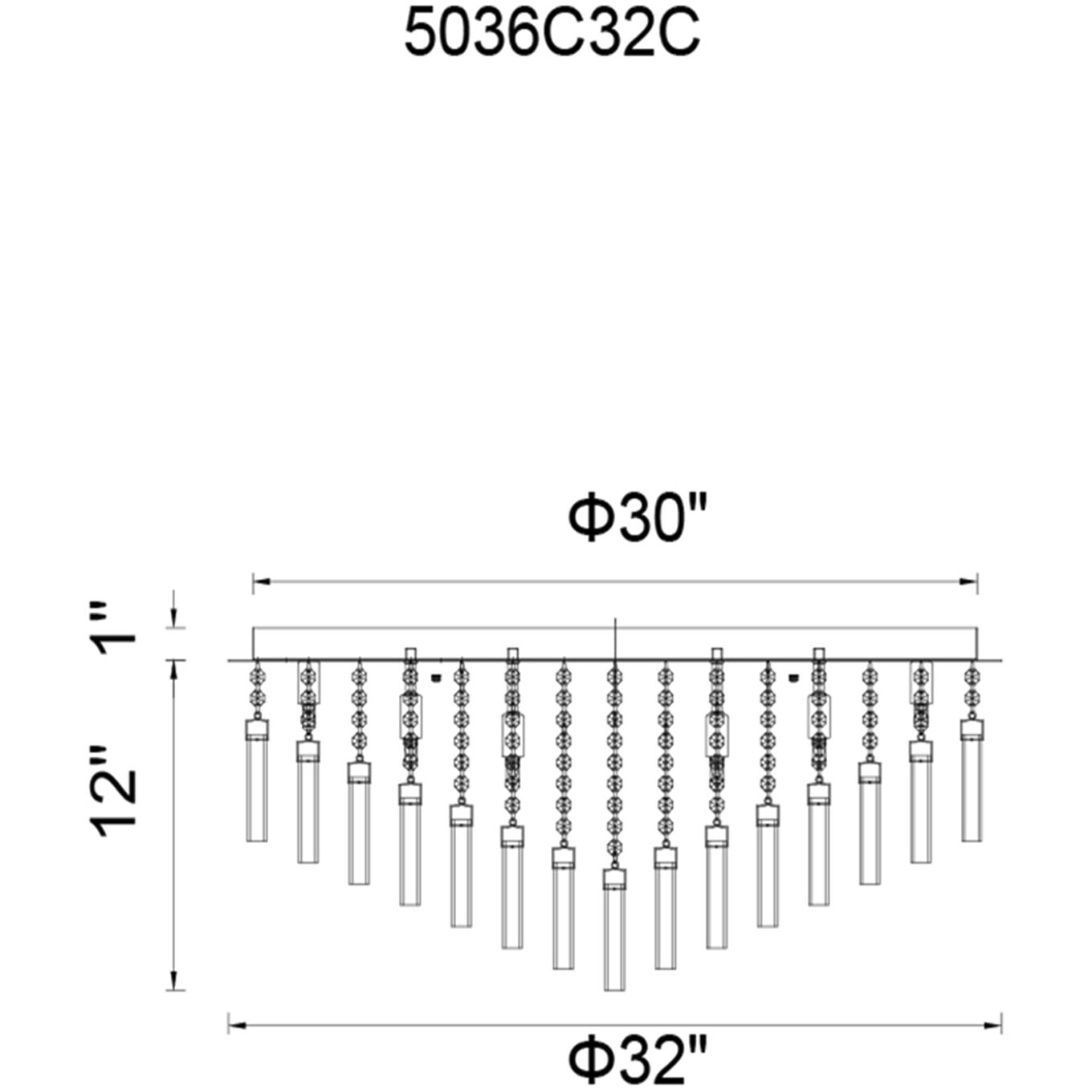 Brianna 16 Light 32 inch Chrome Flush Mount Ceiling Light