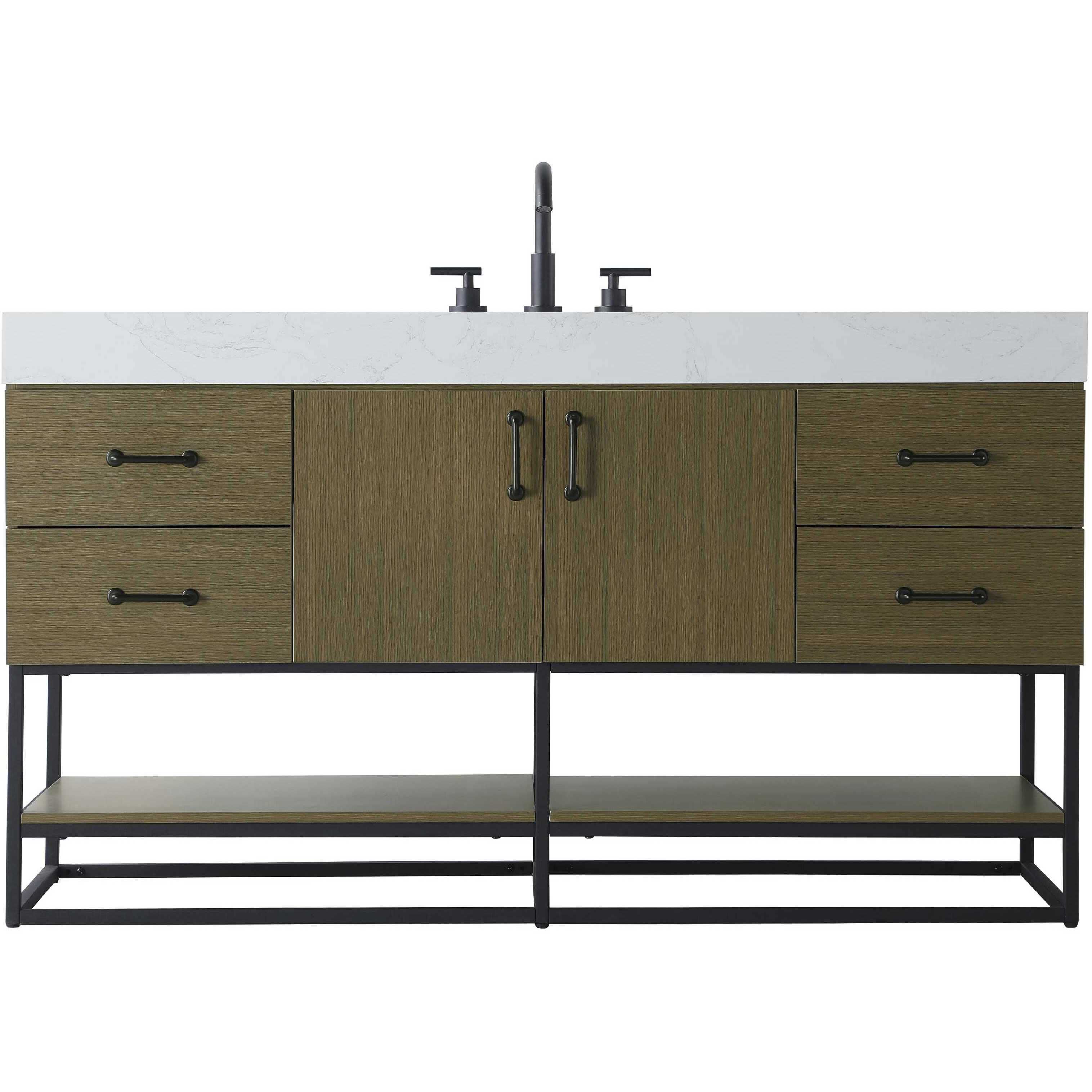 Caroline 60 X 34 inch Chestnut Brown Bathroom Vanity Cabinet