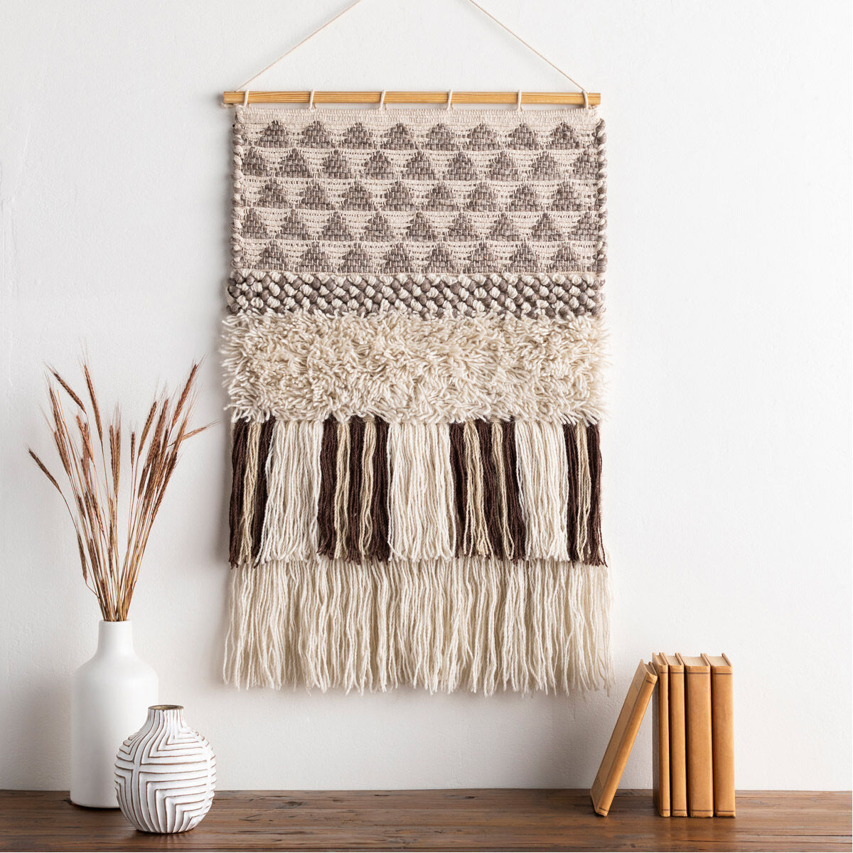 Merida Camel/Ivory/Dark Brown Wall Hangings, Rectangle