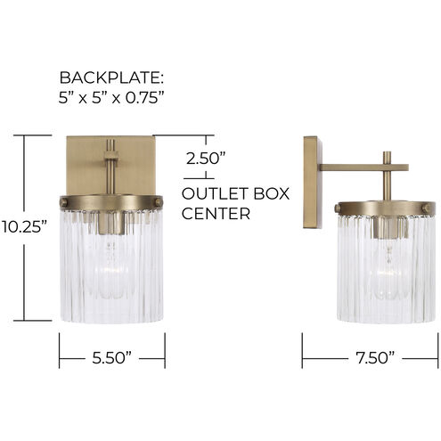 Vaughn Sconce Wall Light in Aged Brass