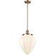 Franklin Restoration Bullet 1 Light 12 inch Antique Copper Mini Pendant Ceiling Light in Incandescent, Matte White