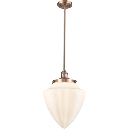 Franklin Restoration Bullet 1 Light 12 inch Antique Copper Mini Pendant Ceiling Light in Incandescent, Matte White