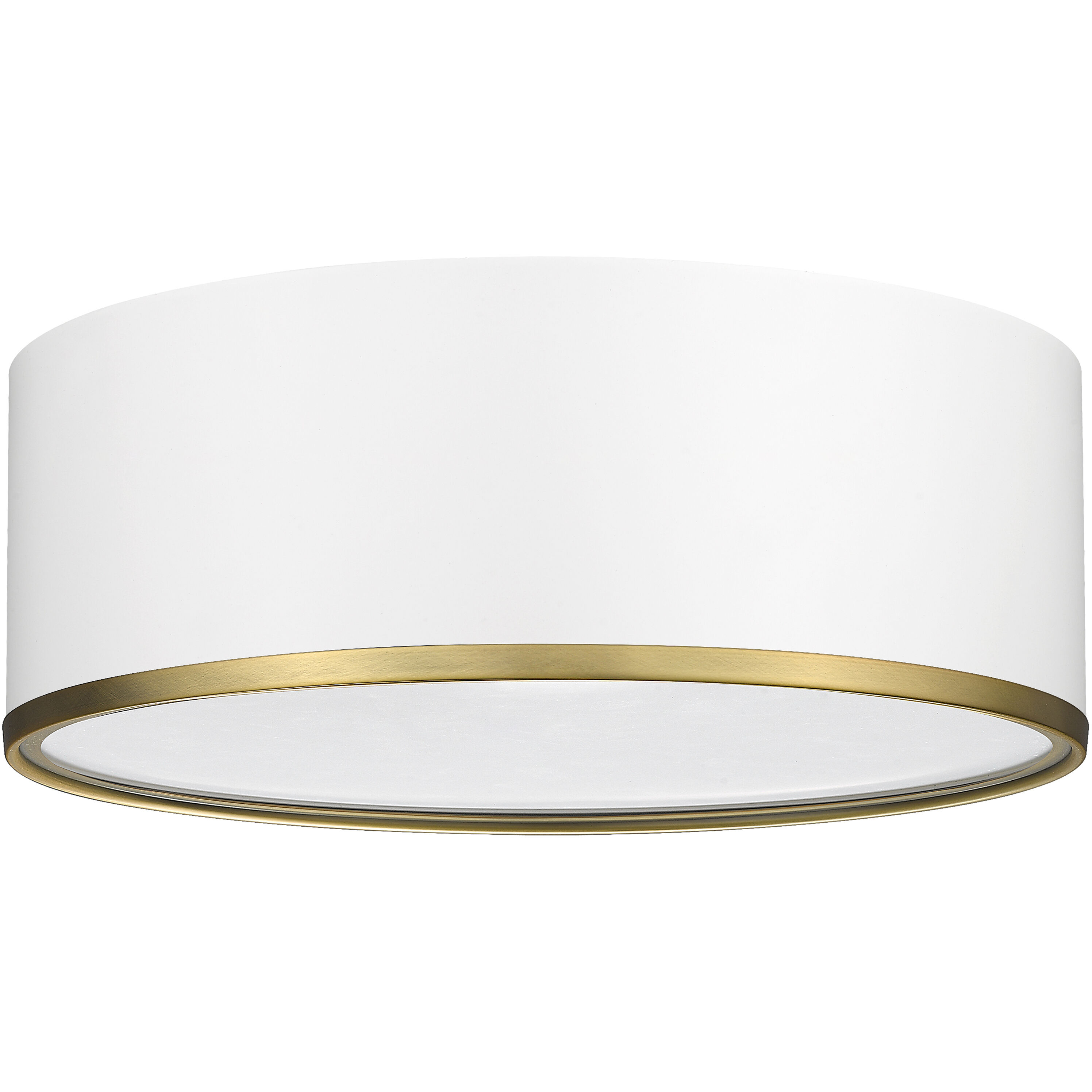 Arlo 3 Light 16 inch Matte White and Rubbed Brass Flush Mount Ceiling Light