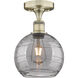 Edison Athens Deco Swirl 1 Light 8 inch Antique Brass Semi-Flush Mount Ceiling Light