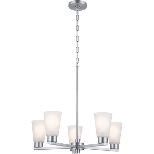 Stamos 5 Light Brushed Nickel Chandelier Ceiling Light, Medium, 1 Tier