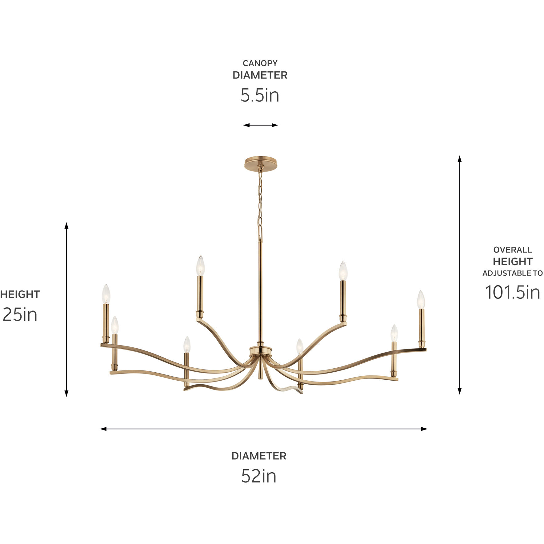 Malene 8 Light Champagne Bronze Chandelier Ceiling Light, 1 Tier Large