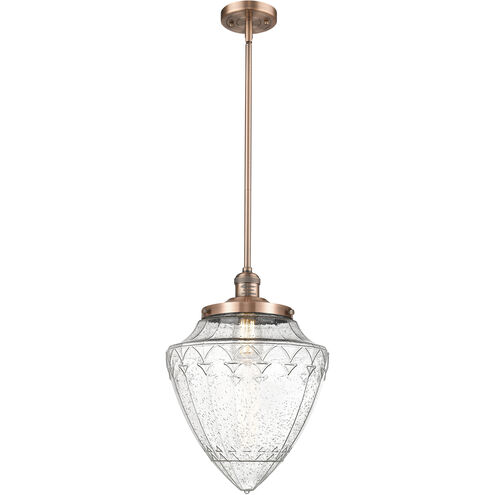 Franklin Restoration Bullet LED 12 inch Antique Copper Mini Pendant Ceiling Light in Seedy