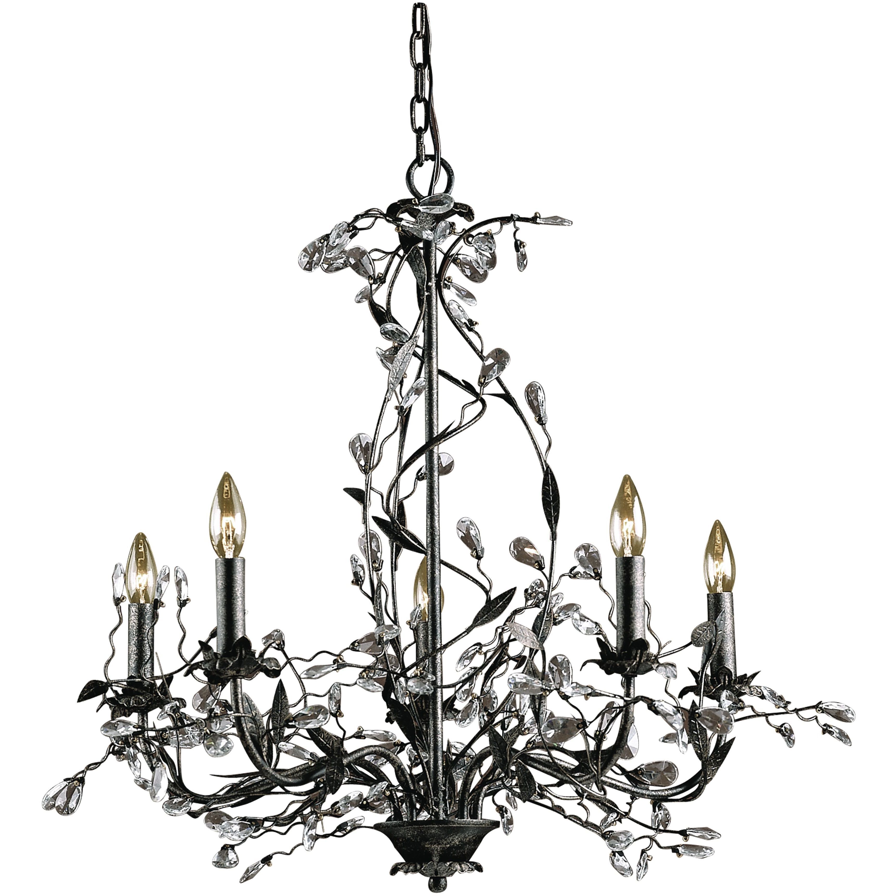 Circeo 5 Light 27 inch Silvered Bronze with Clear Chandelier Ceiling Light