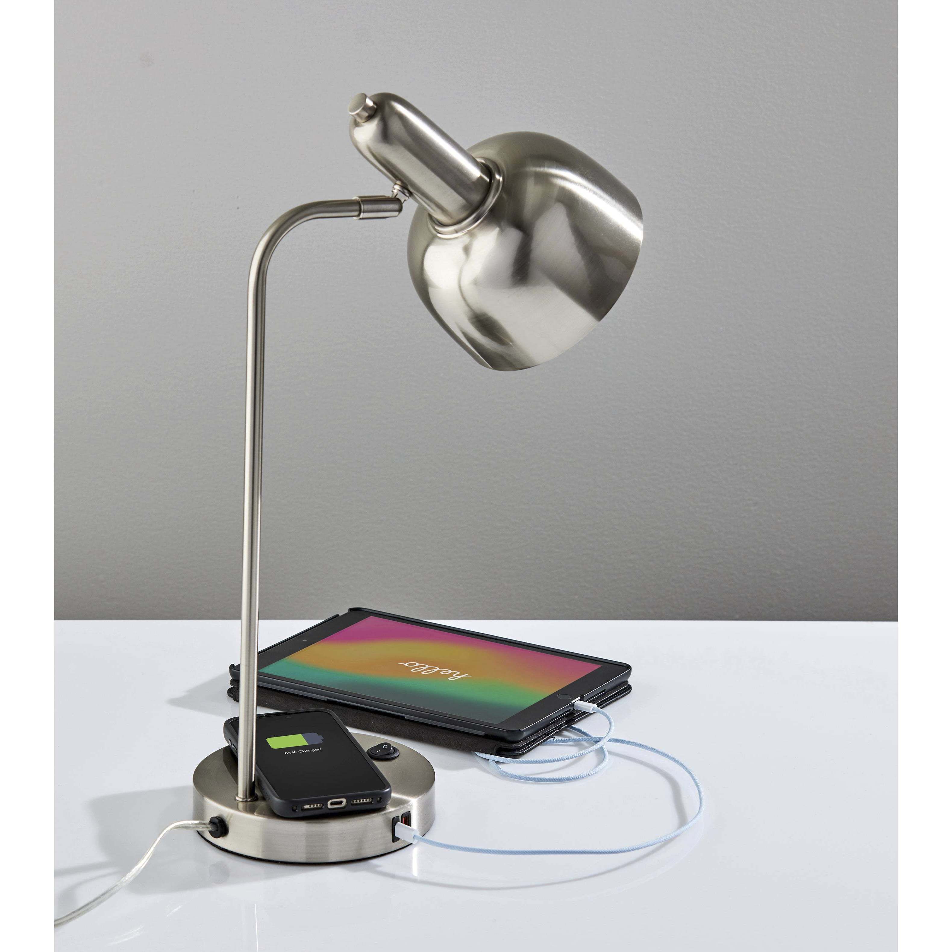 Rico 19 inch 60.00 watt Brushed steel Supercharger Desk Lamp Portable Light