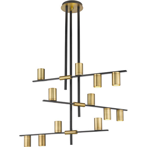 Calumet 12 Light 44 inch Matte Black and Olde Brass Chandelier Ceiling Light