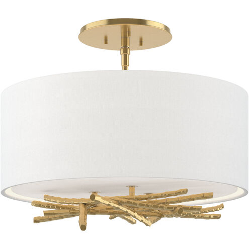 Brindille 3 Light 15 inch Modern Brass Semi-Flush Ceiling Light in Natural Anna