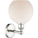 Athens Sconce Wall Light in Polished Nickel, Matte White