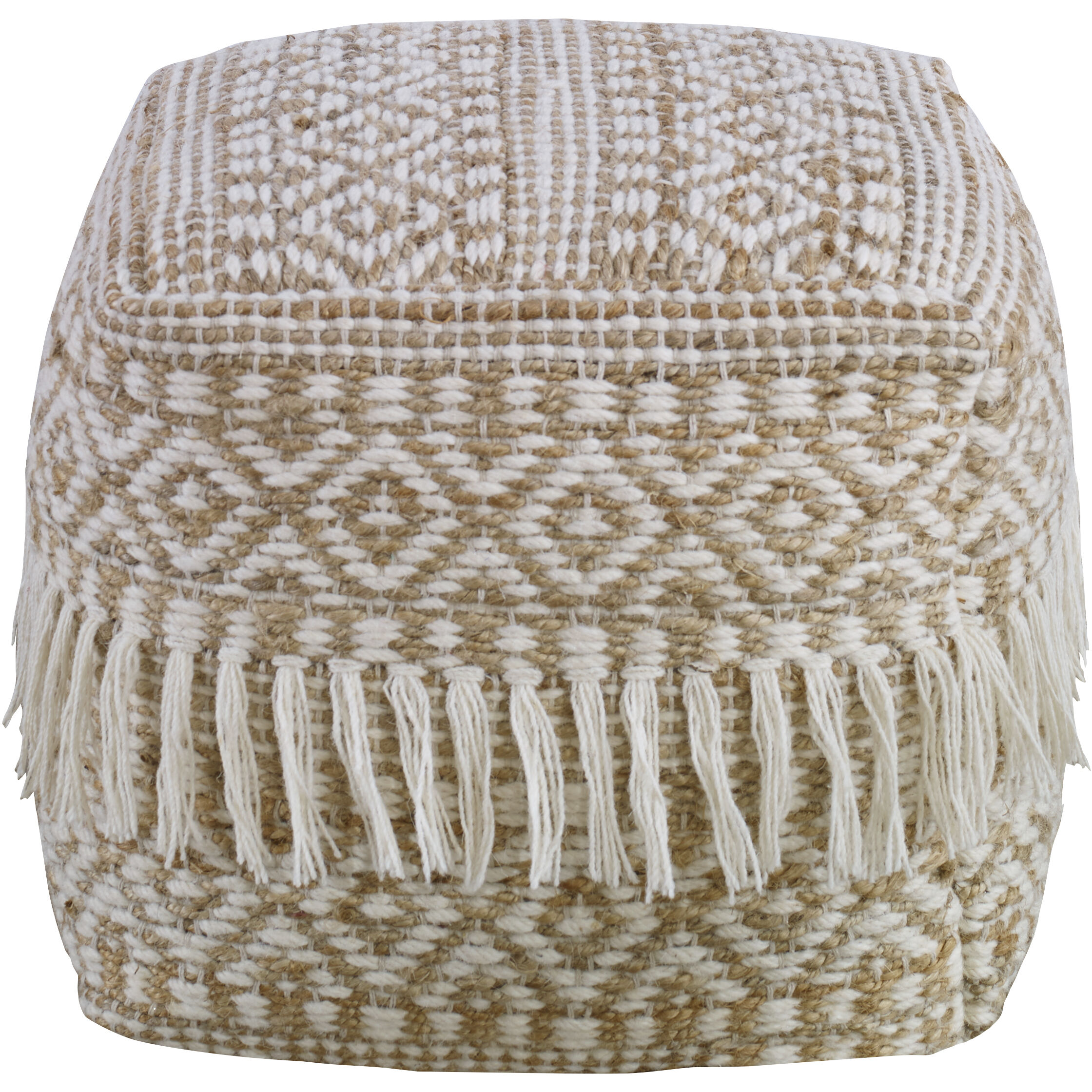 Boheme 18 inch Soft Ivory and Rich Brown Pouf