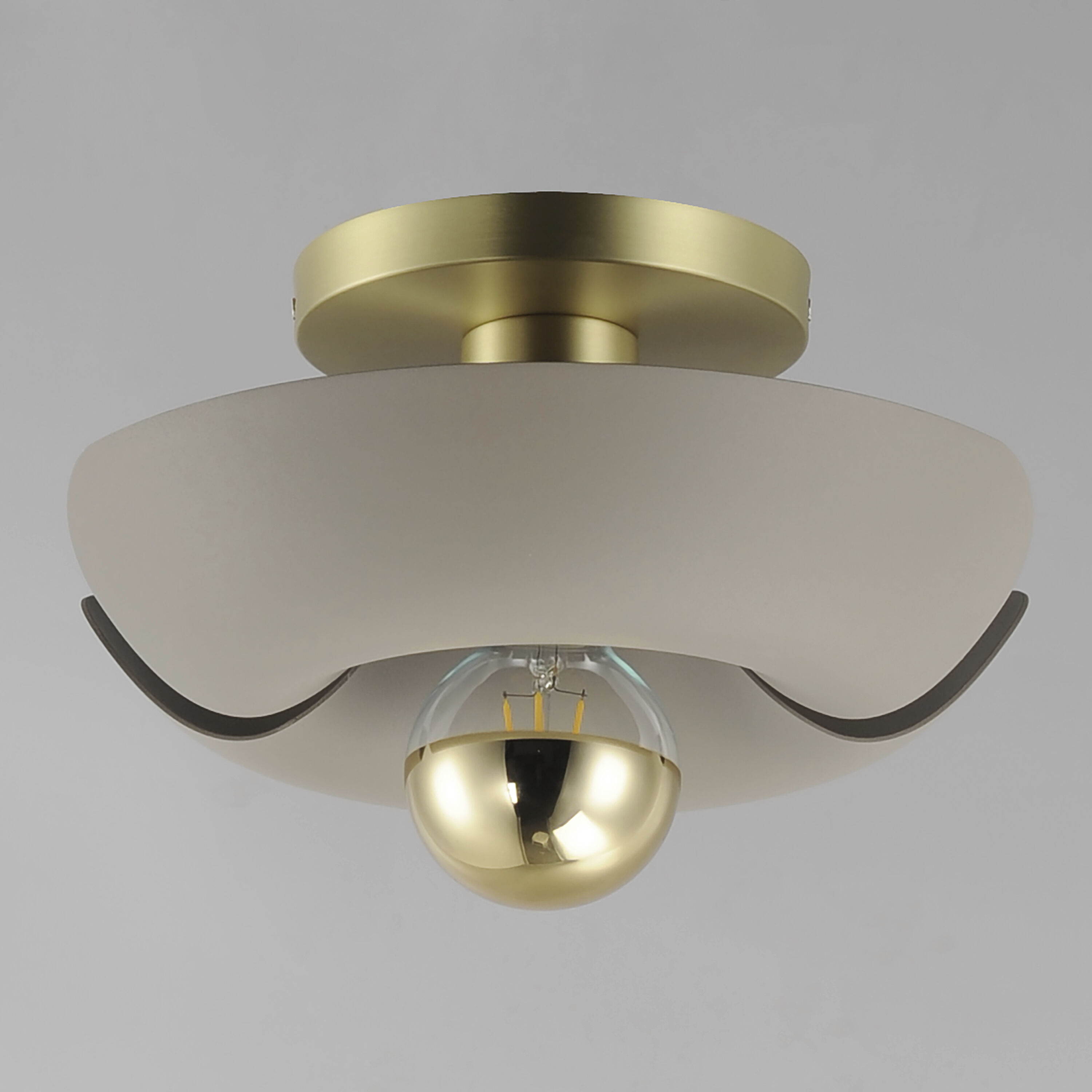 Poppy LED 11.75 inch Silver Gold with Satin Brass Flush Mount Ceiling Light in Silver Gold and Satin Brass