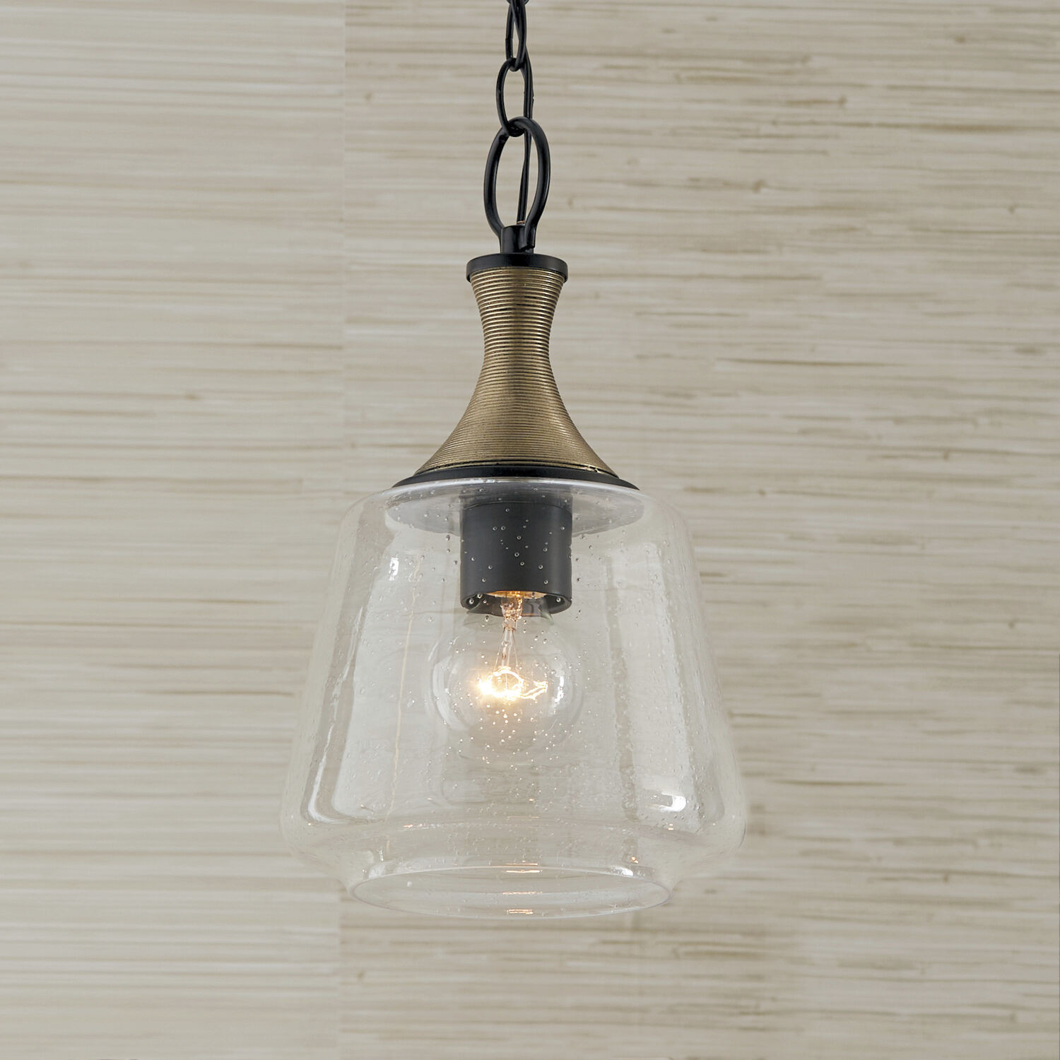 Amara 1 Light 9 inch Matte Black with Brass Pendant Ceiling Light