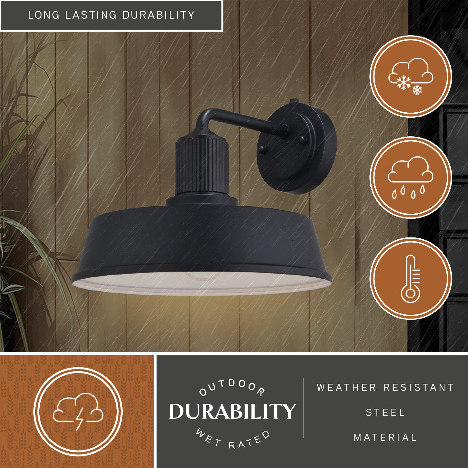 Hammond LED 9.75 inch Matte Black and White Outdoor Wall