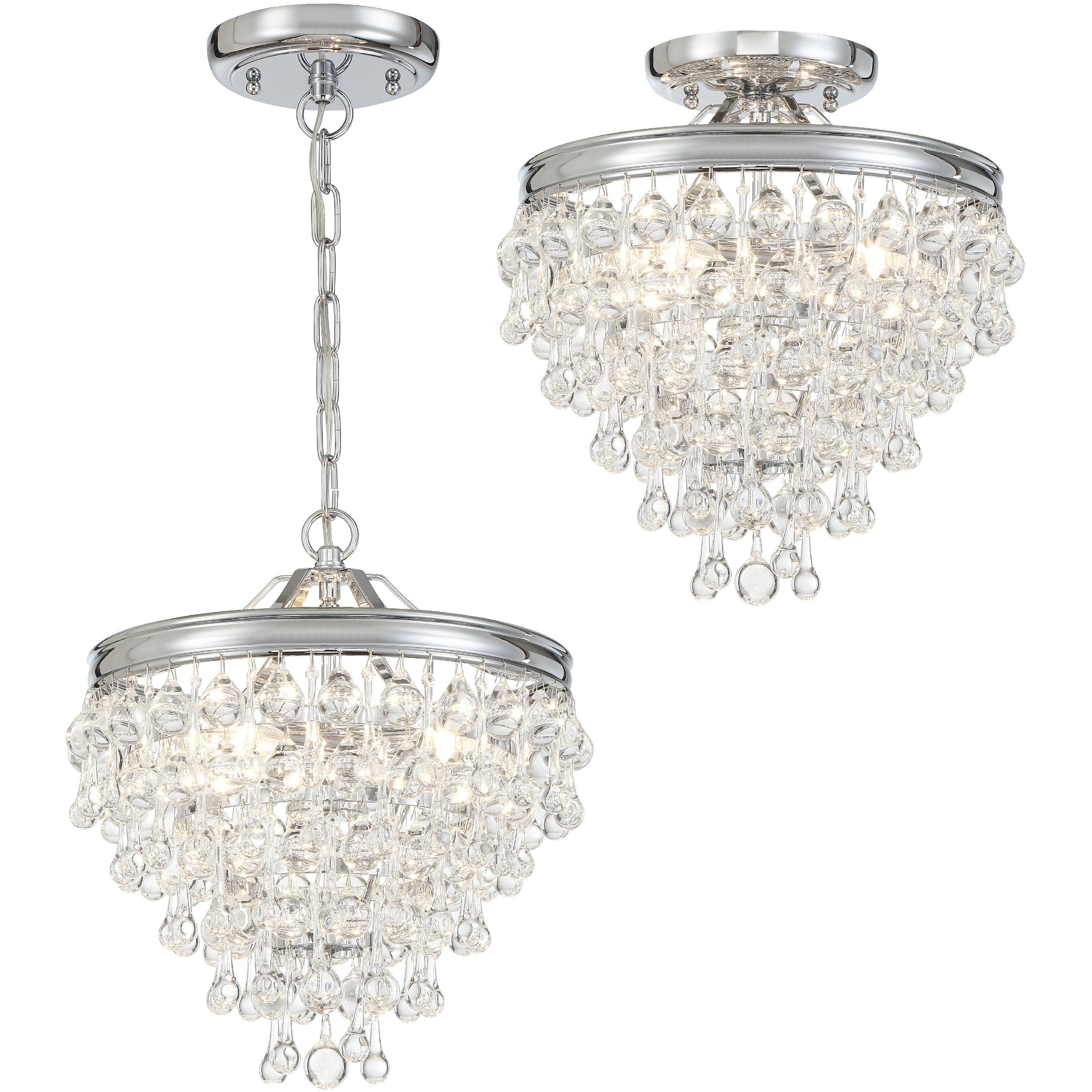 Calypso 3 Light 13 inch Polished Chrome Semi Flush Ceiling Light