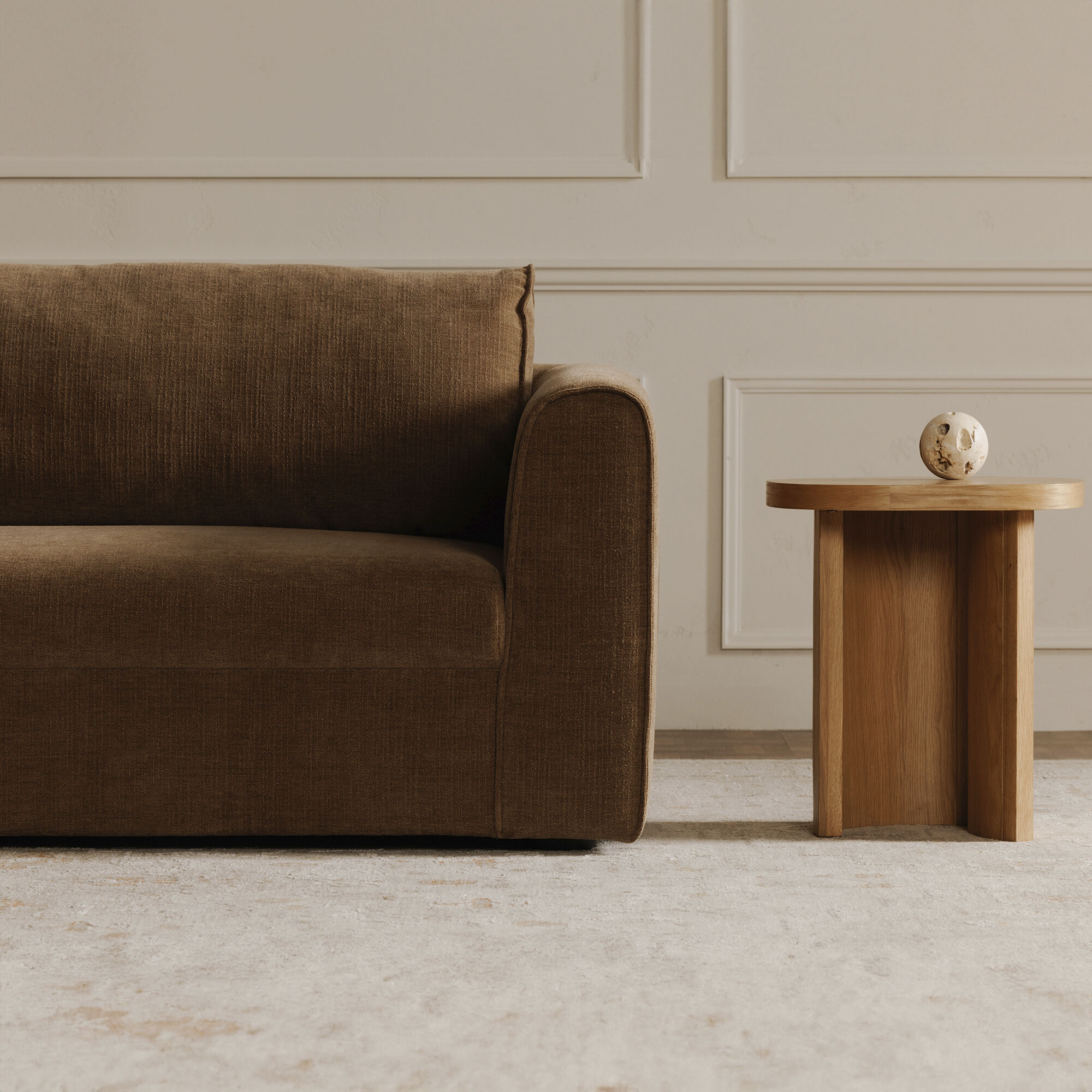 Madrid Tan Sectional in Right, Taupe, Right