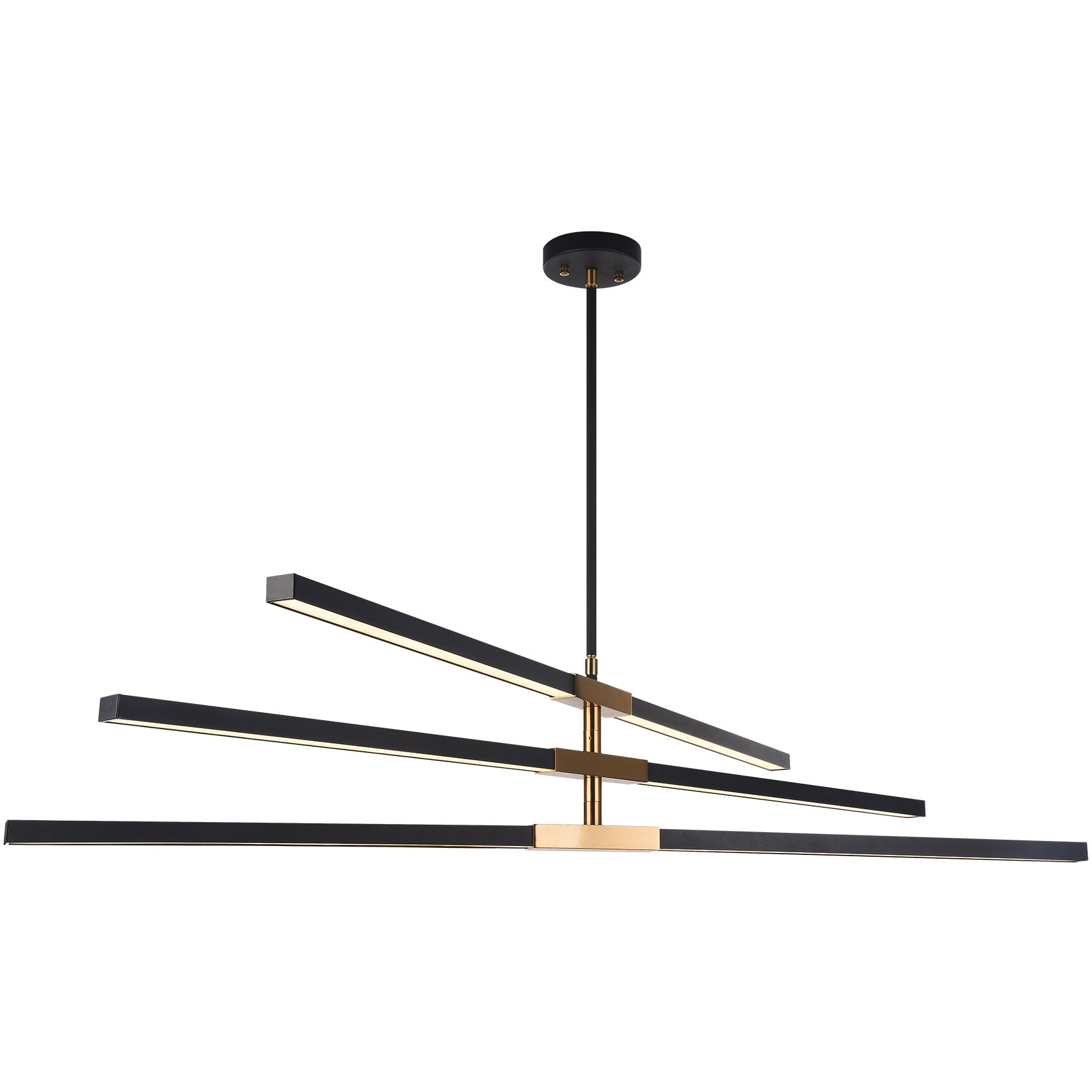 Lineare LED 49 inch Matte Black and Aged Gold Brass Pendant Ceiling Light