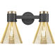 Downtown Urban Lawton Cone 2 Light 15.5 inch Matte Black Bath Vanity Light Wall Light in Mercury