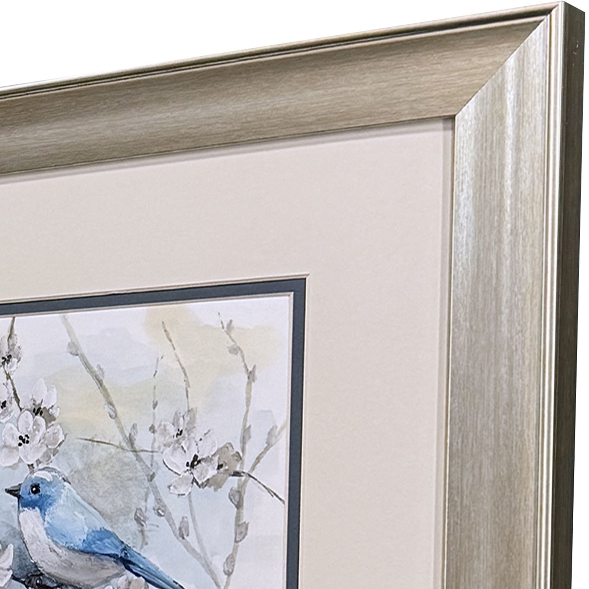 Blossoms & Bluebird Blue and Gray Framed Art, Propac