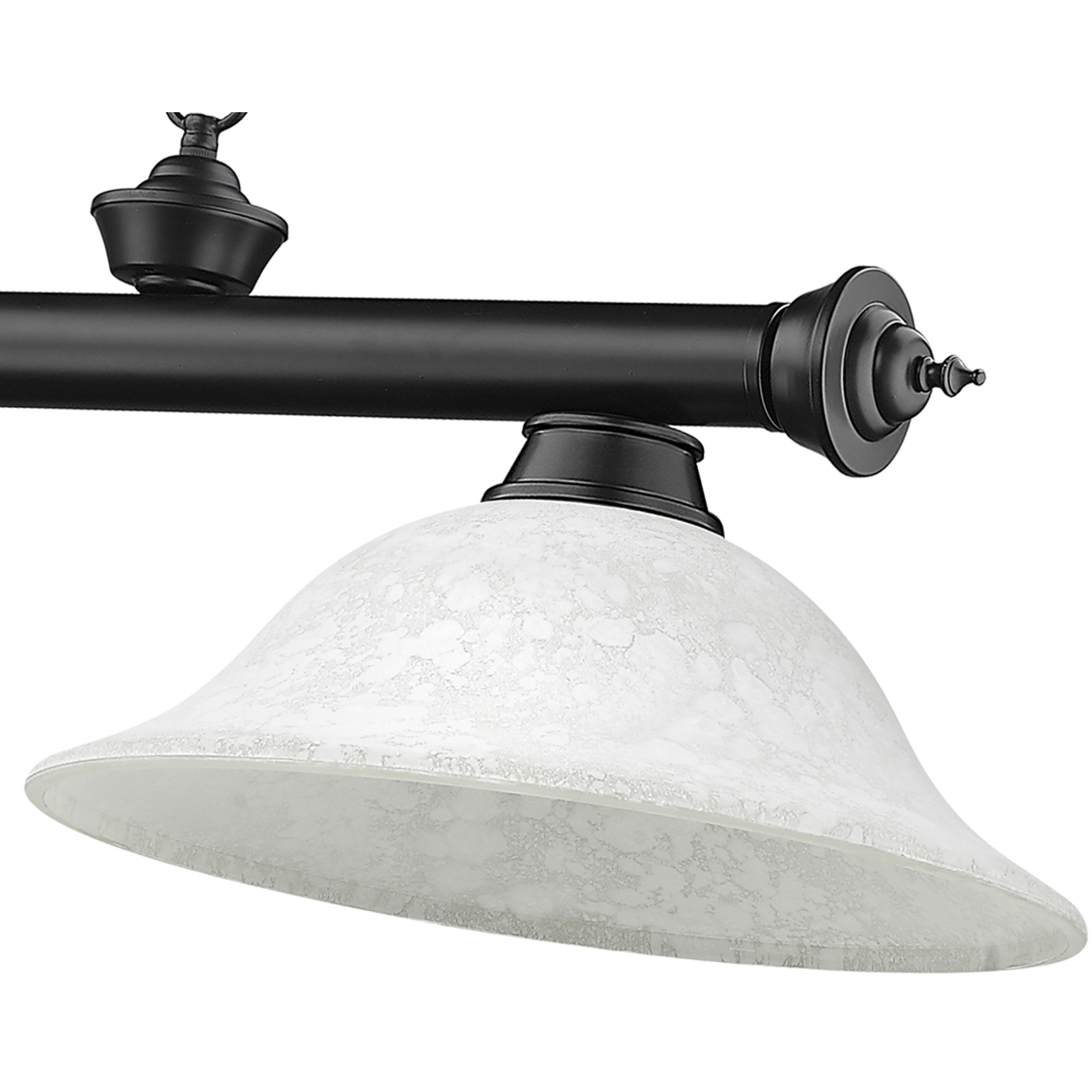 Cordon 3 Light 58 inch Matte Black Billiard Ceiling Light in White Mottle Glass