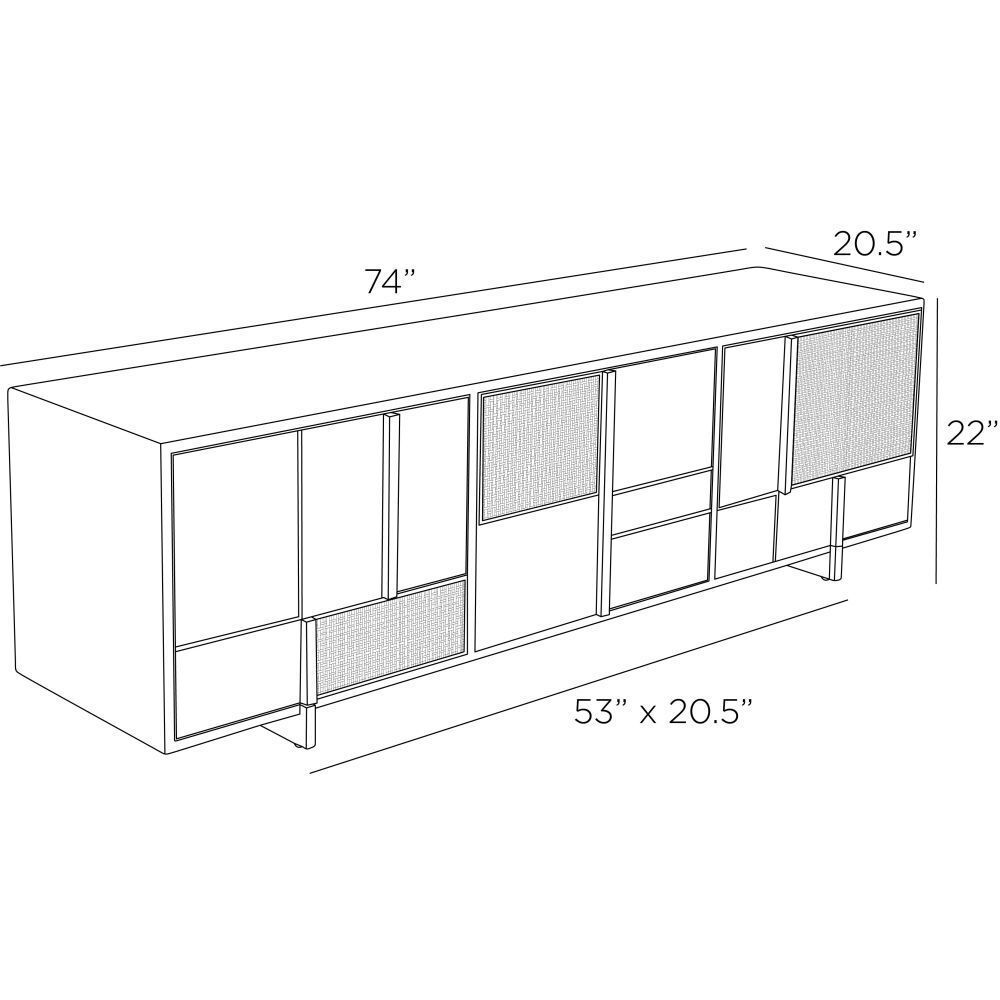 Demi 74 X 20.5 inch Ebony and Antique Brass Credenza