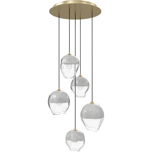 Sonoma Ave. 5 Light 28 inch Brushed Brass Multi Port Pendant Ceiling Light