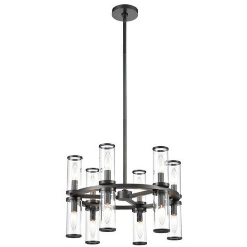 Revolve 12 Light 18.63 inch Clear Glass and Urban Bronze Chandelier Ceiling Light